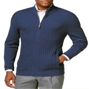 Tasso Elba Men’s Navy L Ribbed Full-Zip Sweater
